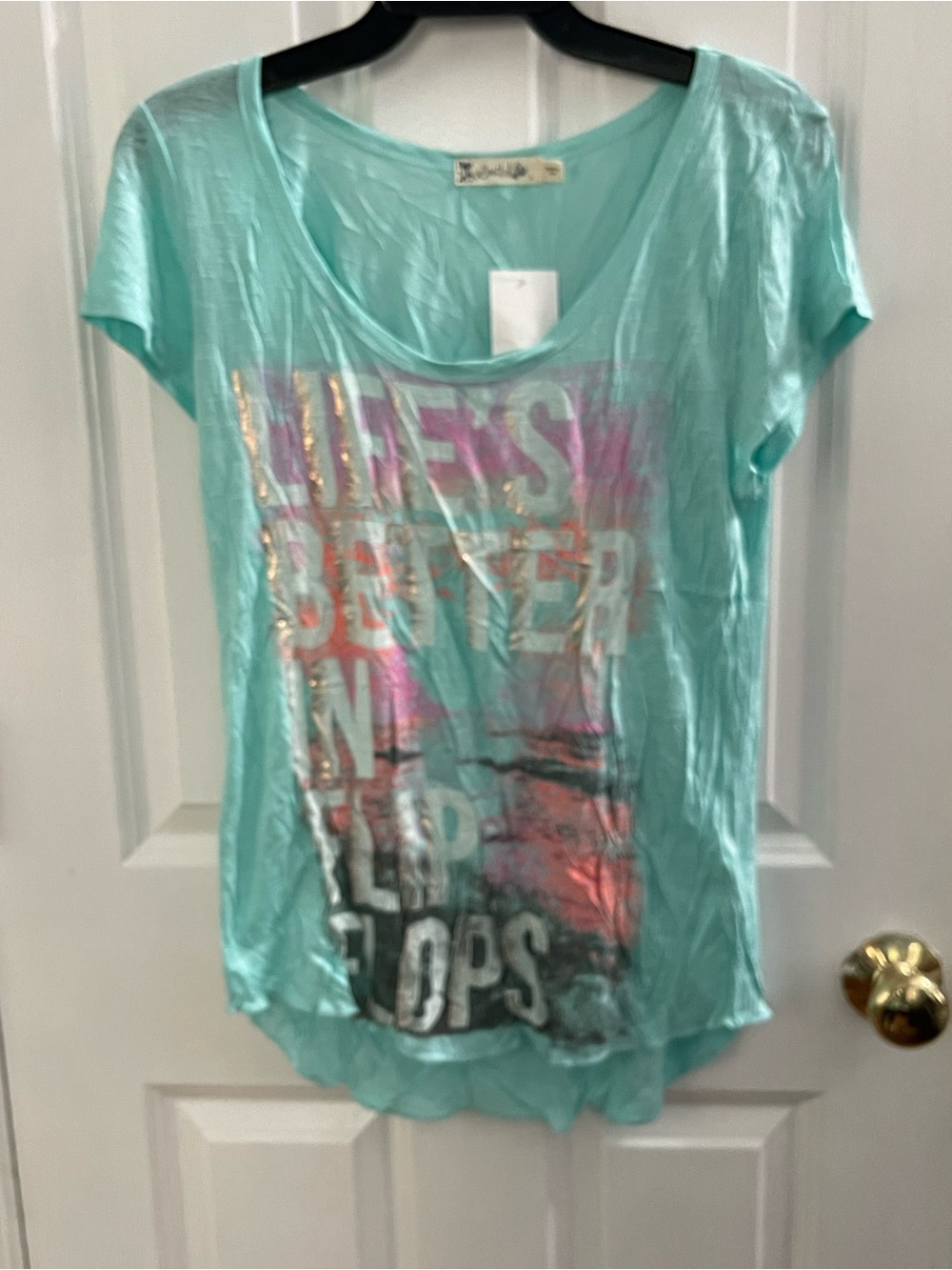 Spoiled Mint Green Graphic Tee with Iridescent Print
